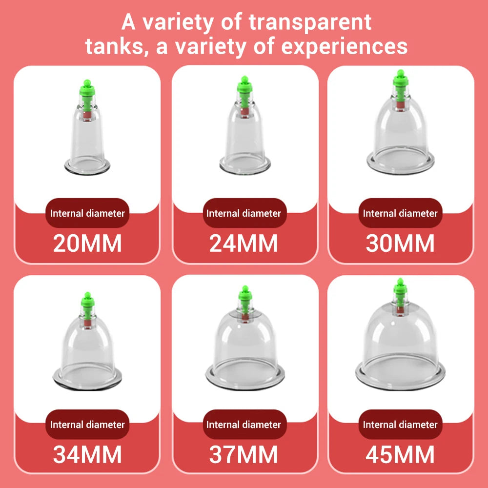 4 Modes Electric Cupping Intelligent Scraping Device Household Wireless Cupping Dredge Meridians Whole Body with 6pcs Jars Cups