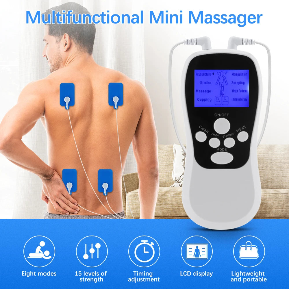 Multifunctional Tens Full Body Massage Device Physiotherapy Cervical Spine Shoulder Tuina Kneading Mini Massager Cupping 8 Modes