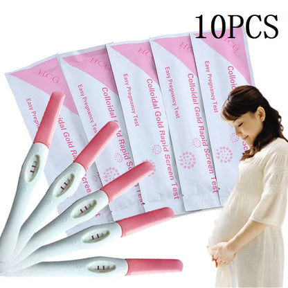 10PCS Early Pregnancy Test Strip Home HCG Urine Measuring Kits For Adult Women Rapid Result Fertility Test Pen Over 99% Accuracy