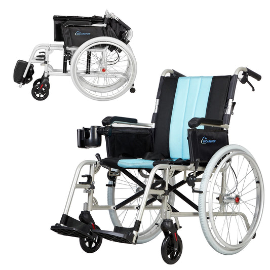 5.8KG Magnesium Ultra Lightweight Wheelchair, 20" Wide Seat Wheelchair for Adults, Foldable Portable  Self-propelled Wheelchair