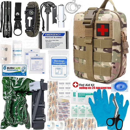 First Aid Trauma Kit, Military Medical First Aid Kit with Tourniquet, Camping Equipment Supplies Emergency
