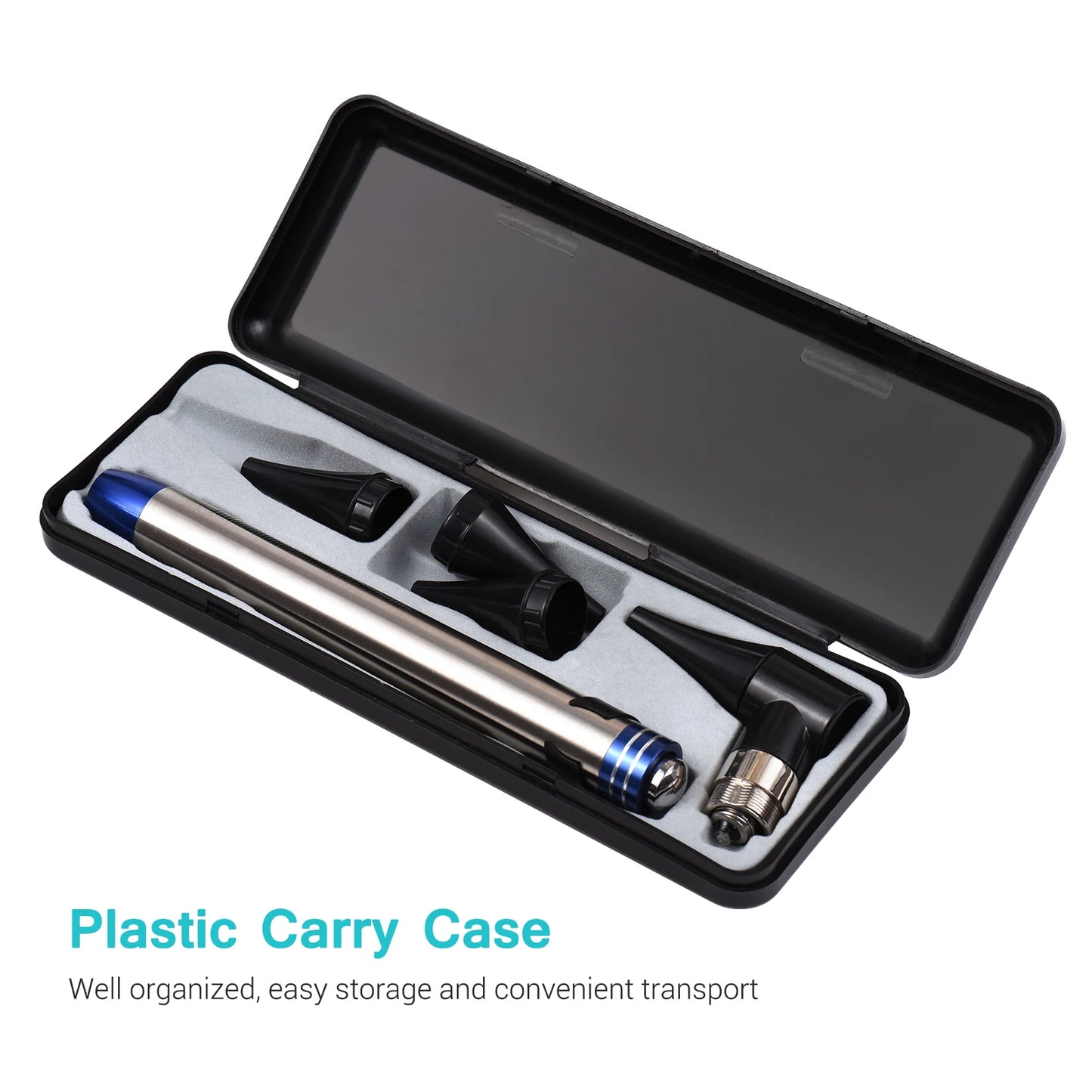 2 in 1 Otoscope and Eyes Diagnostic Tool Kit with LED Light 4mm Replaceable Ear Tips Optical Otoscope Ears Diagnostic Supplies