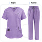 Elastic Scrub Set Operating Room Surgical Uniform Dental Veterinary Work Uniforms V-neck Short Sleeved Tops Pants Suit Wholesale