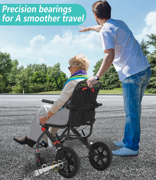 Manual Wheelchair Ultralight Folding Durable Wheelchair Airline Approved Folding Transportation Wheelchair