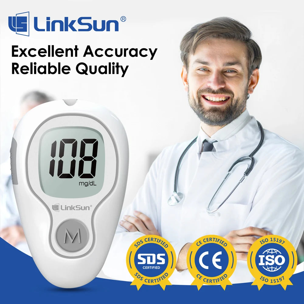 LinkSun G-425-3 Blood Glucose Meter 10/50/100pcs Test Strips Medical Diabetes Blood Sugar Test Monitor Complete Kit Glucosemeter