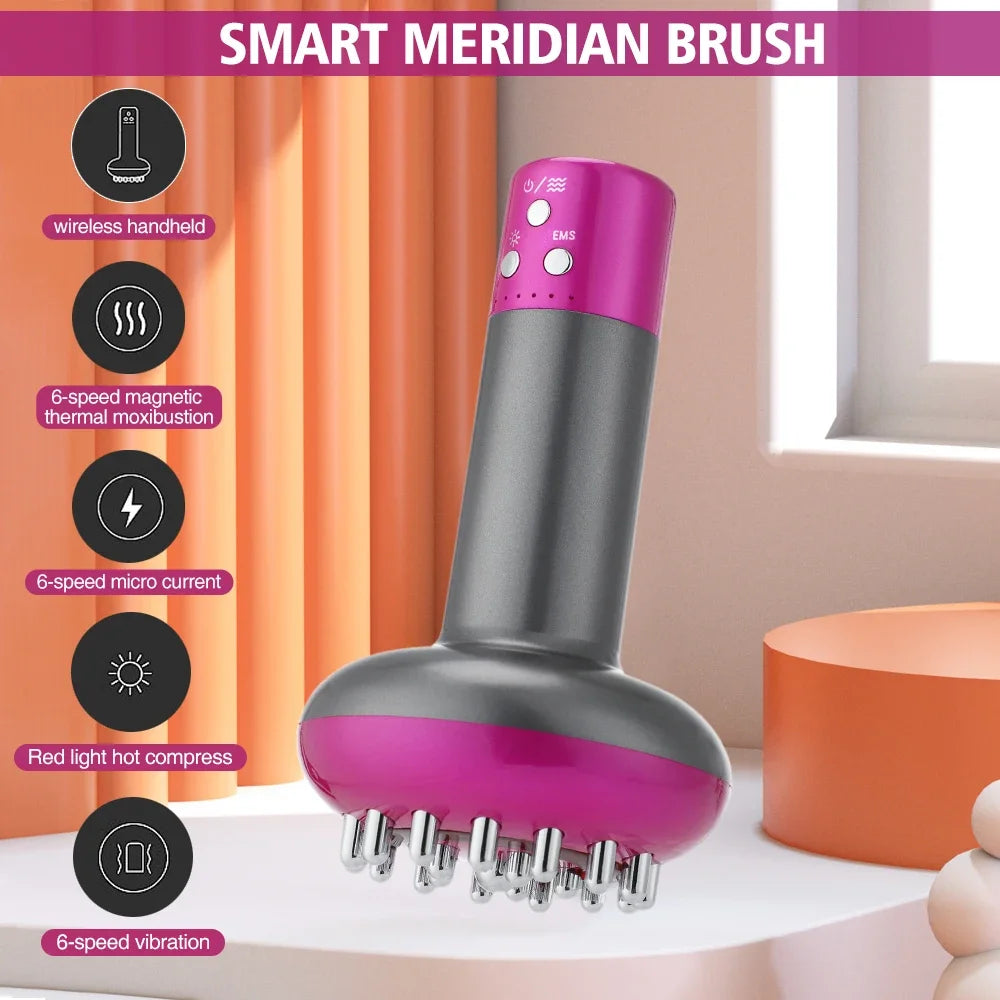 Electric Lymphatic Drainage Machine Meridian Body Massage Brush EMS Anti Cellulite Guasha Physiotherapy Apparatus Fat Burner Bbl
