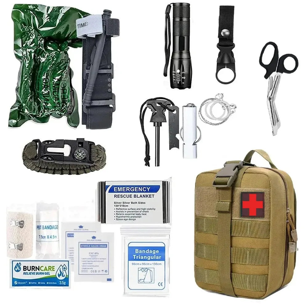 First Aid Trauma Kit, Military Medical First Aid Kit with Tourniquet, Camping Equipment Supplies Emergency