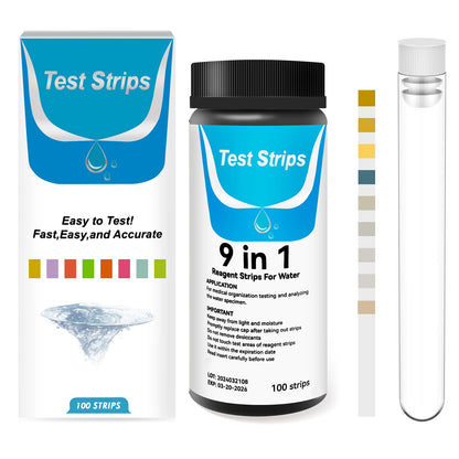 100 Pcs 9-IN-1/7-IN-1 Aquarium Test Fish Tank Test Kit with Test Tube Water Quality Monitor pH Test Strips Strips Fast Accurate