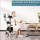Upright Walker, Stand Up Folding Rollator Walker with  Front Wheels Backrest Seat and Padded Armrests(Champagne)