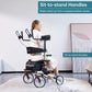 Upright Walker, Stand Up Folding Rollator Walker with  Front Wheels Backrest Seat and Padded Armrests(Champagne)