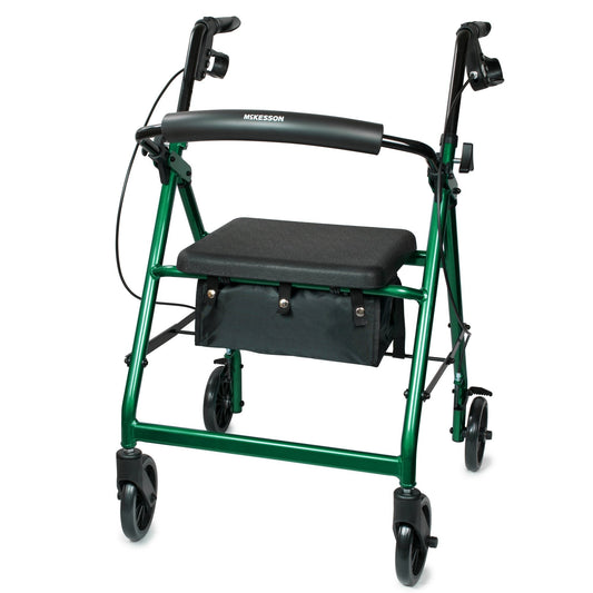 McKesson Lightweight 4 Wheel Rollator Walker, Green
